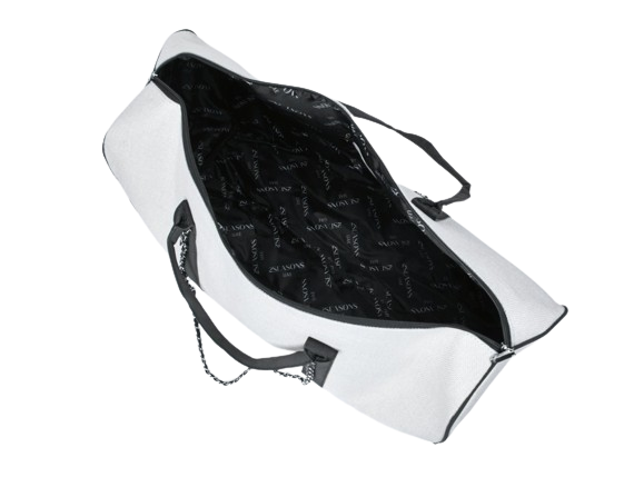 white travel duffle bag