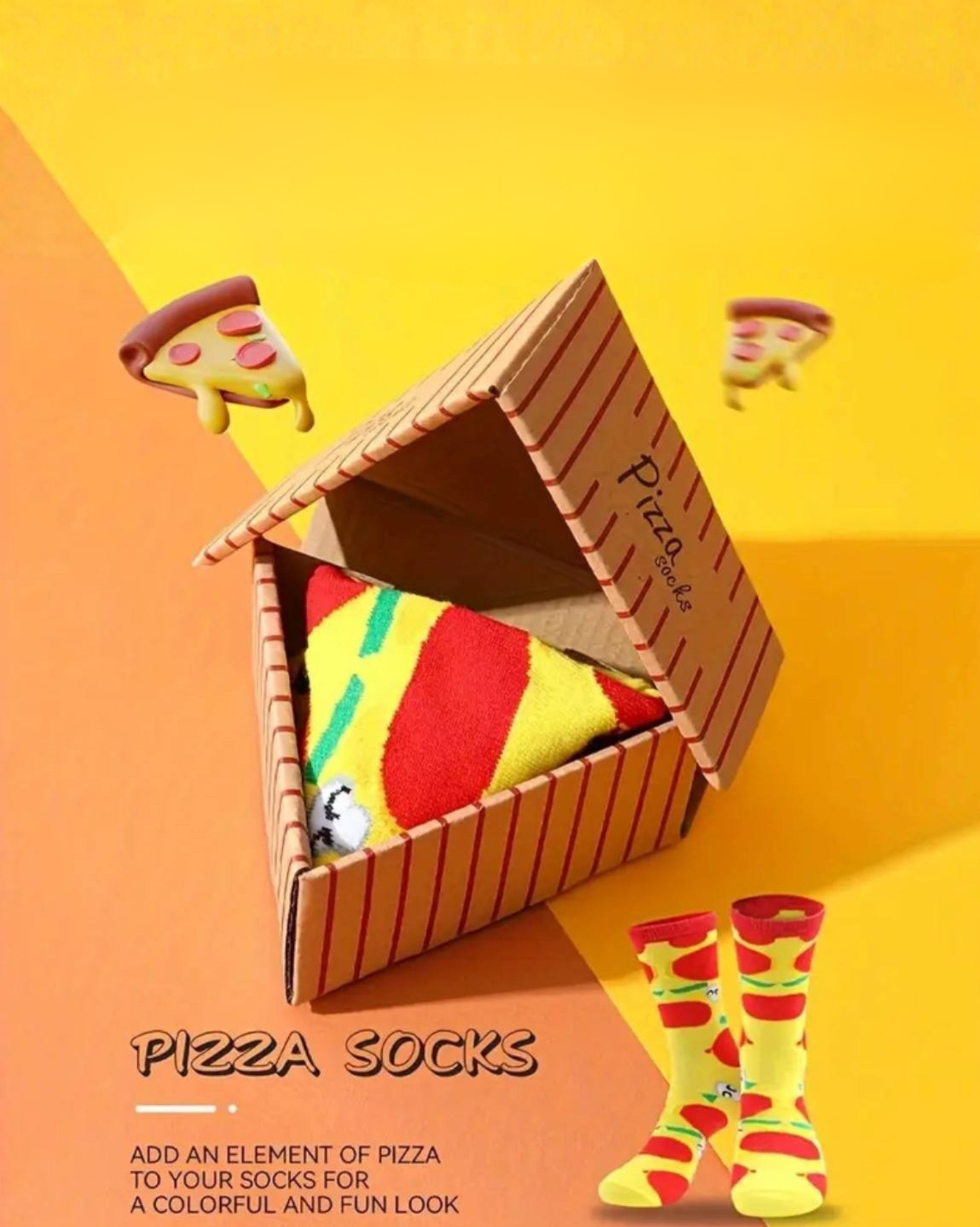 Pizza Slice Pattern Crew Socks