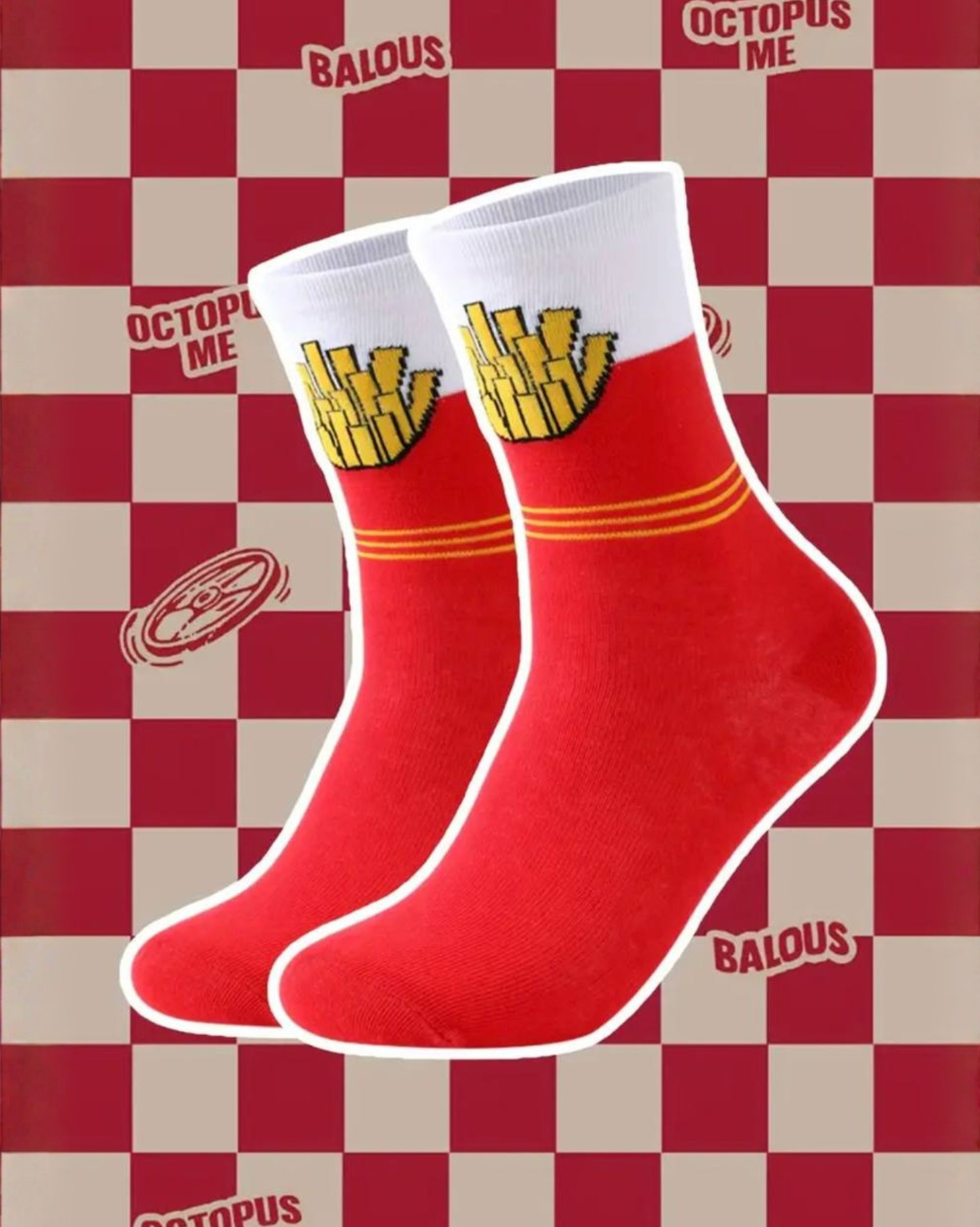 French Fries Pattern Socks