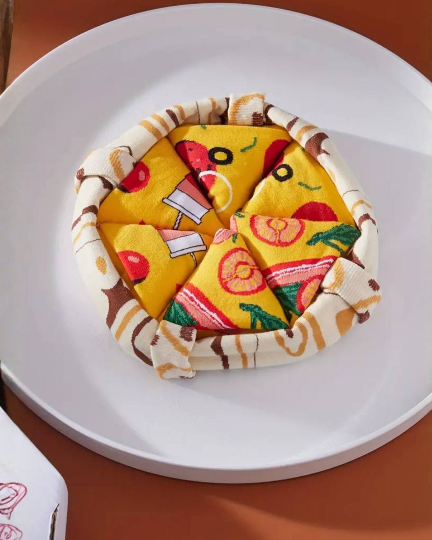 Novelty Pizza Pattern Crew Socks