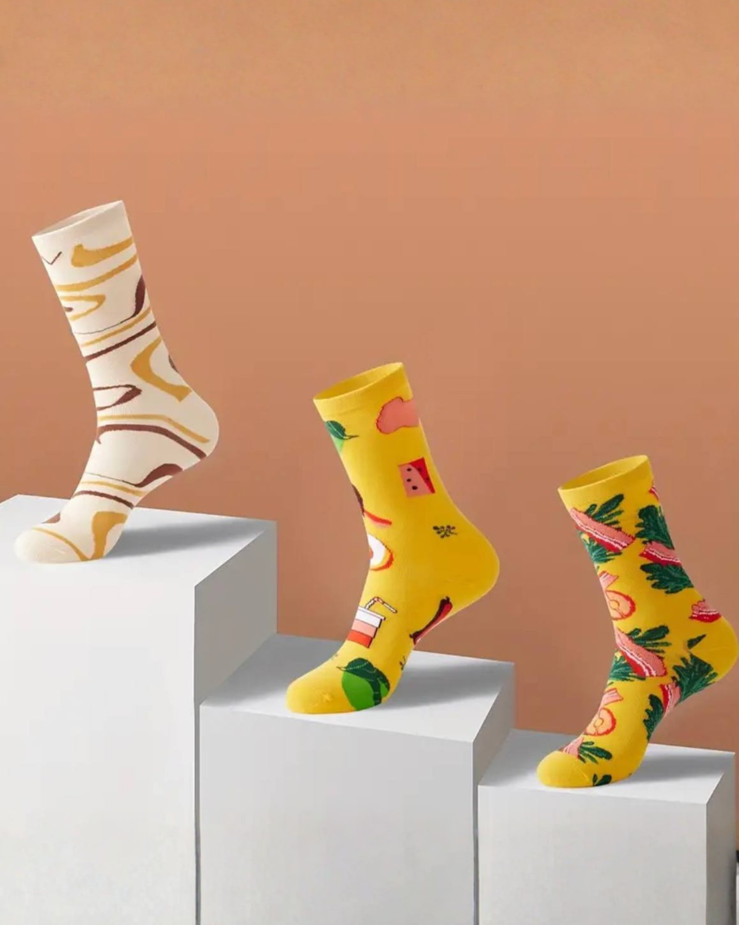 Novelty Pizza Pattern Crew Socks
