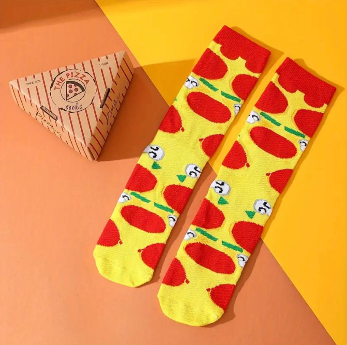 Pizza Slice Pattern Crew Socks