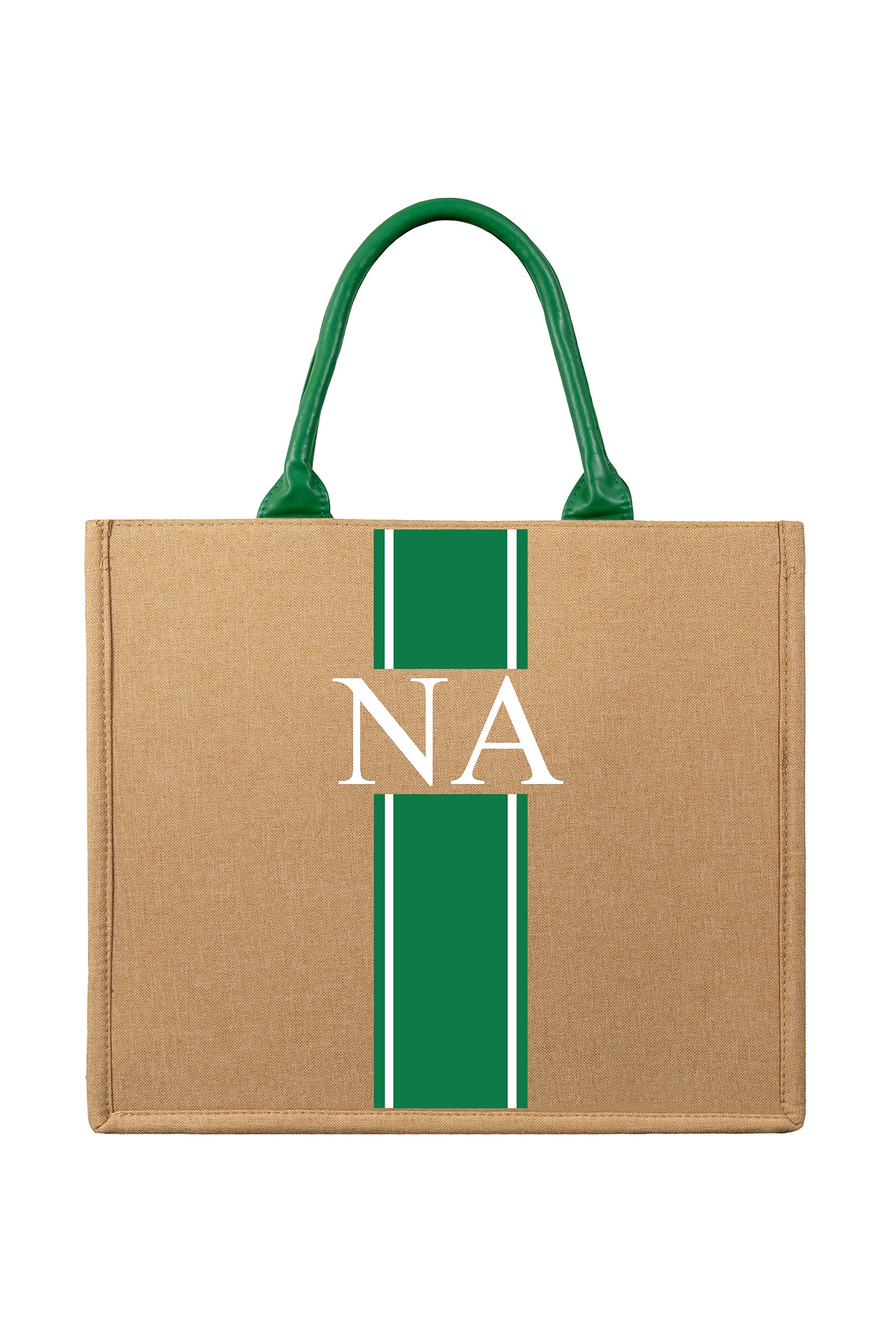 Beach & Shopper with Green Leather Handles