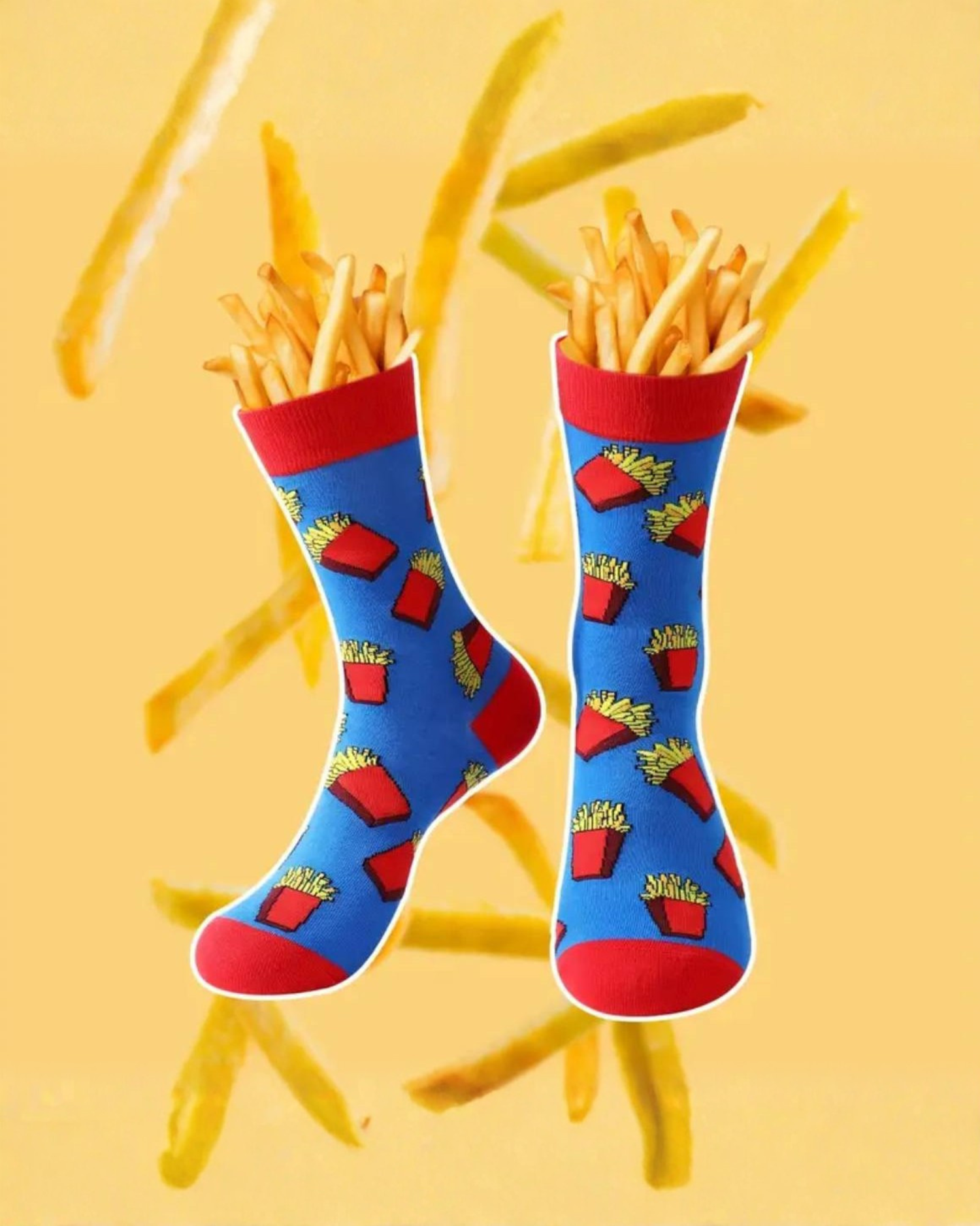 
Mid-Calf Socks with French Fries Pattern