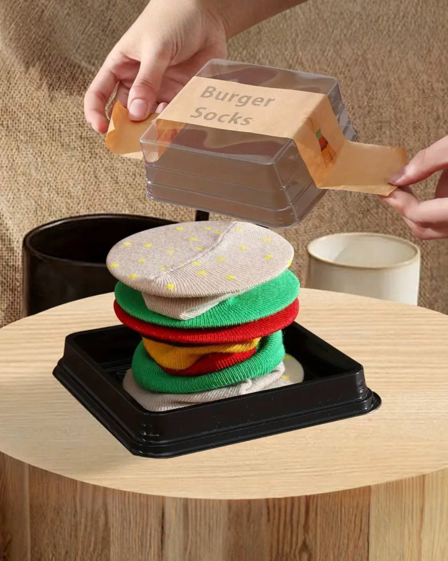 
Mid-Calf Burger Pattern Socks