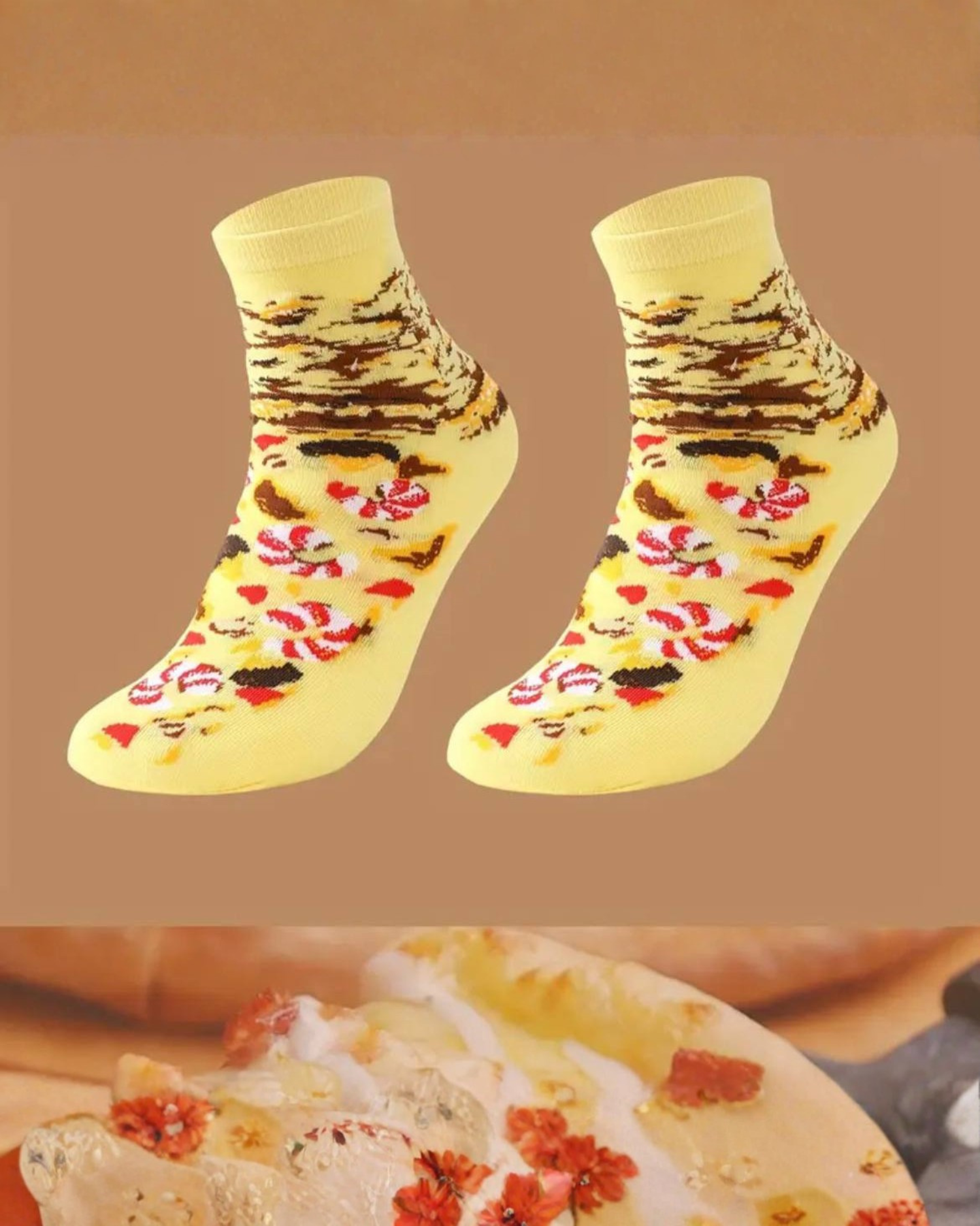 
Mid-Calf Pizza Pattern Socks