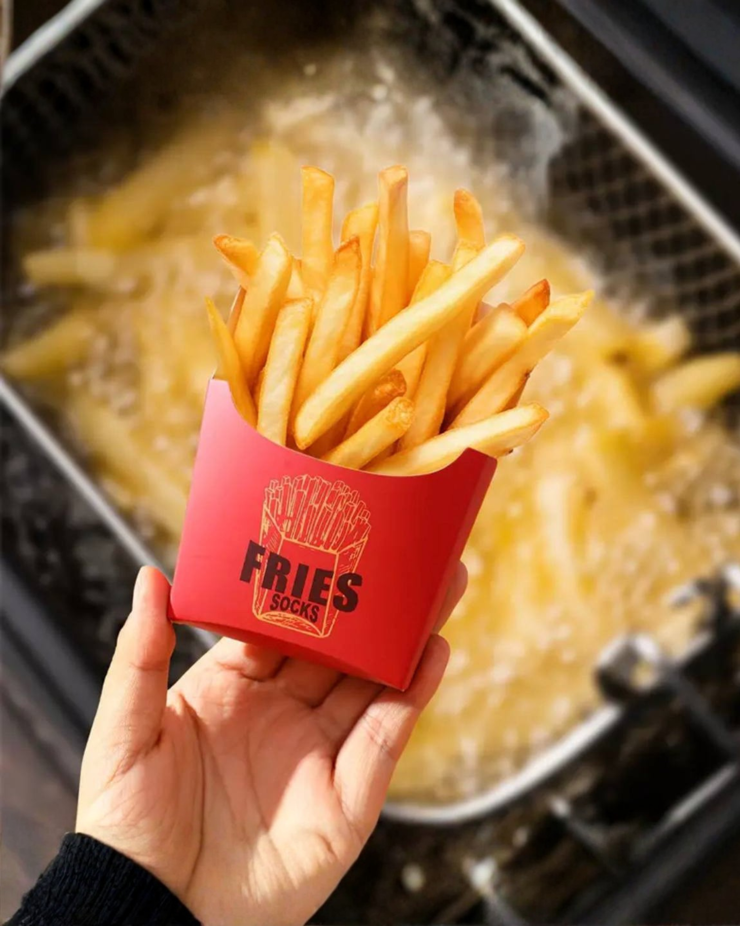 
Mid-Calf Socks with French Fries Pattern