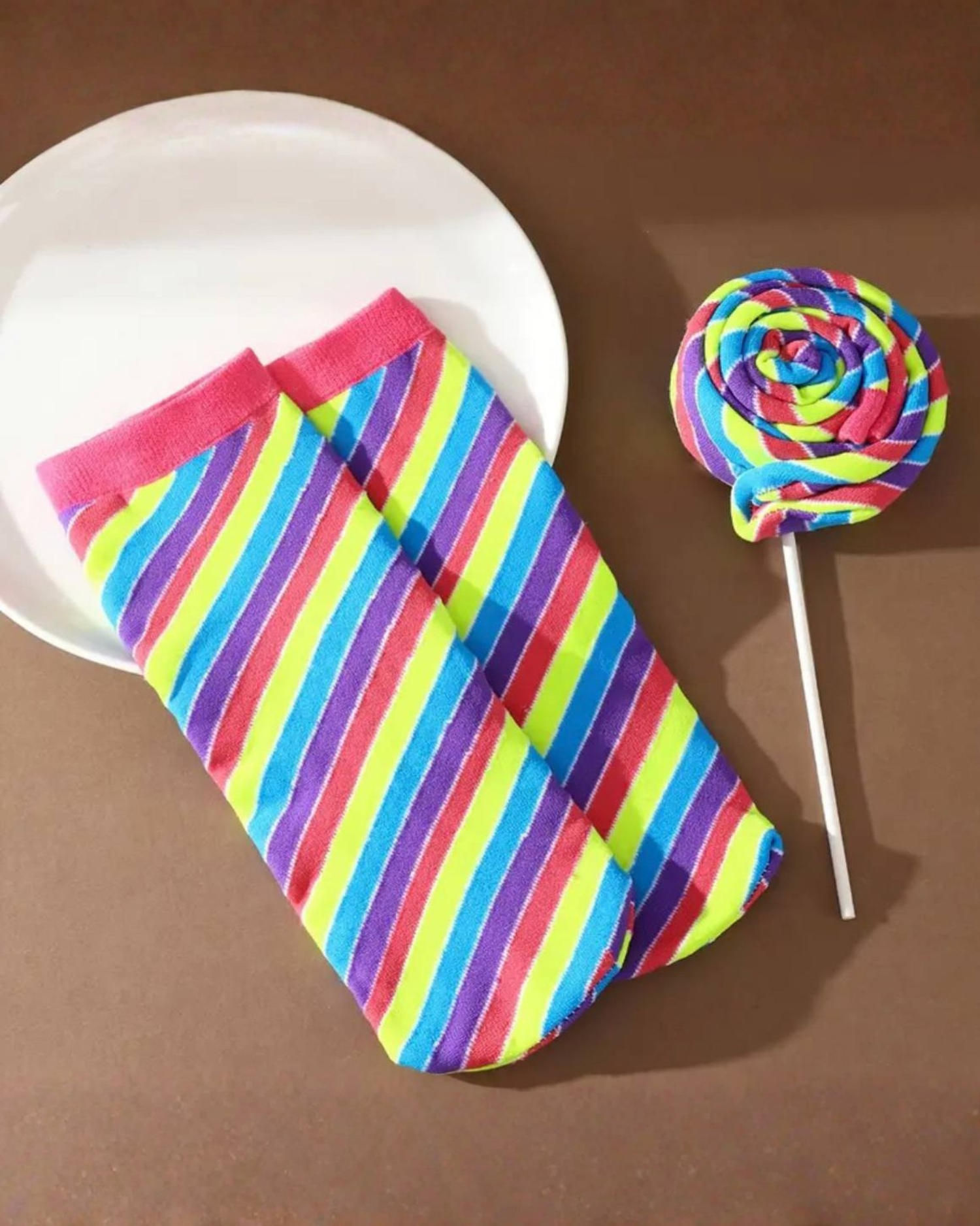 
Rainbow Stripe Crew Socks