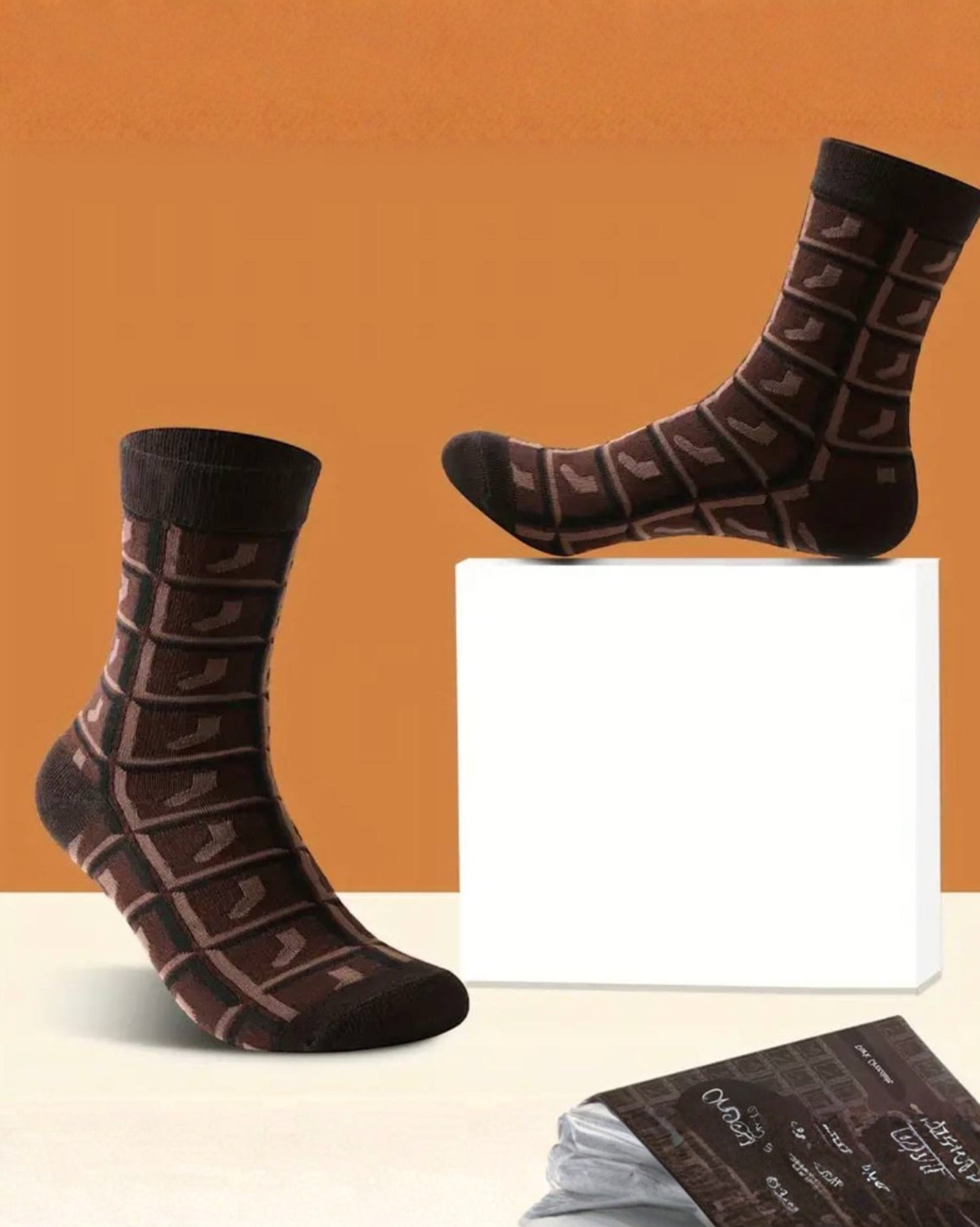 
Chocolate Pattern Crew Socks