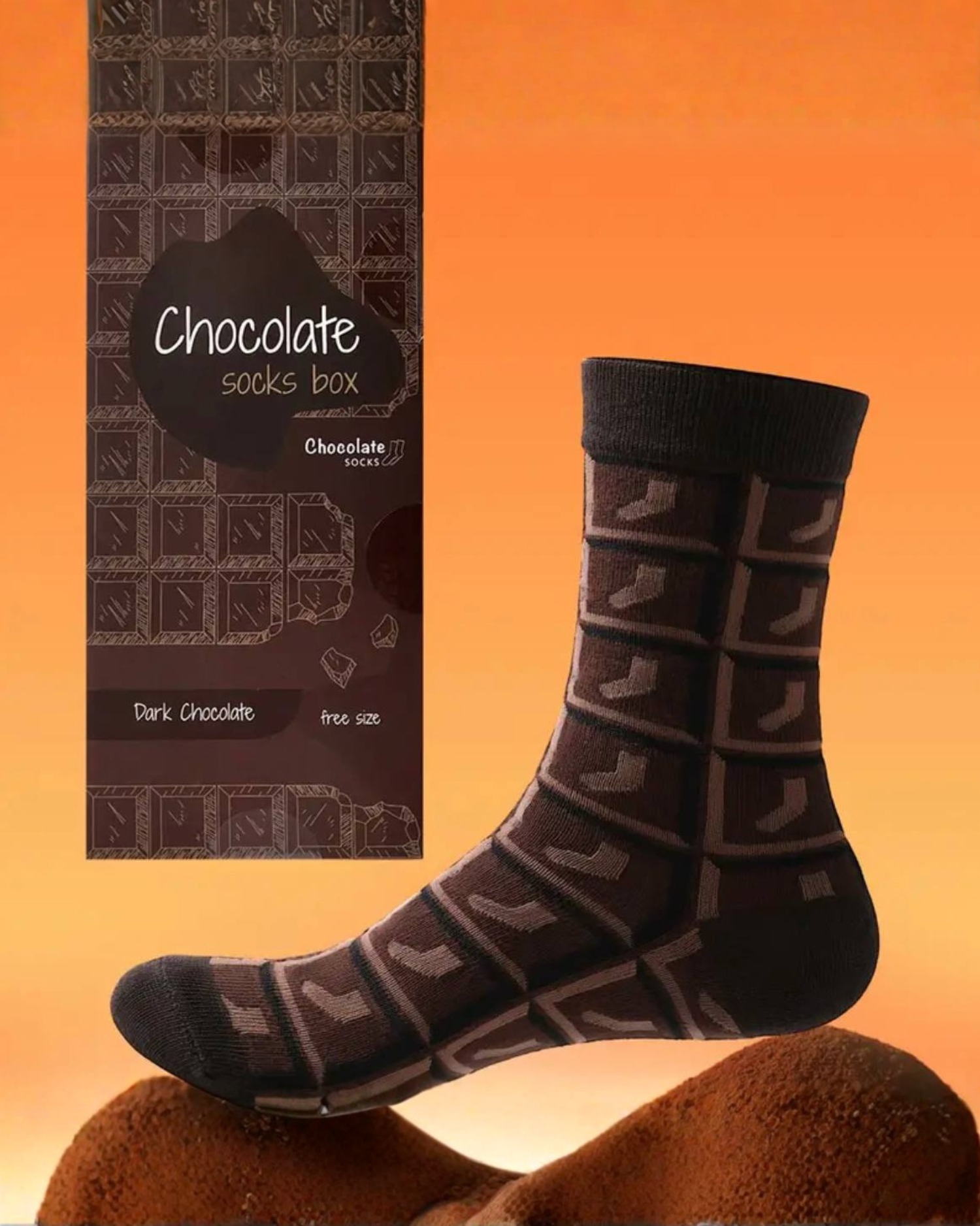 
Chocolate Pattern Crew Socks