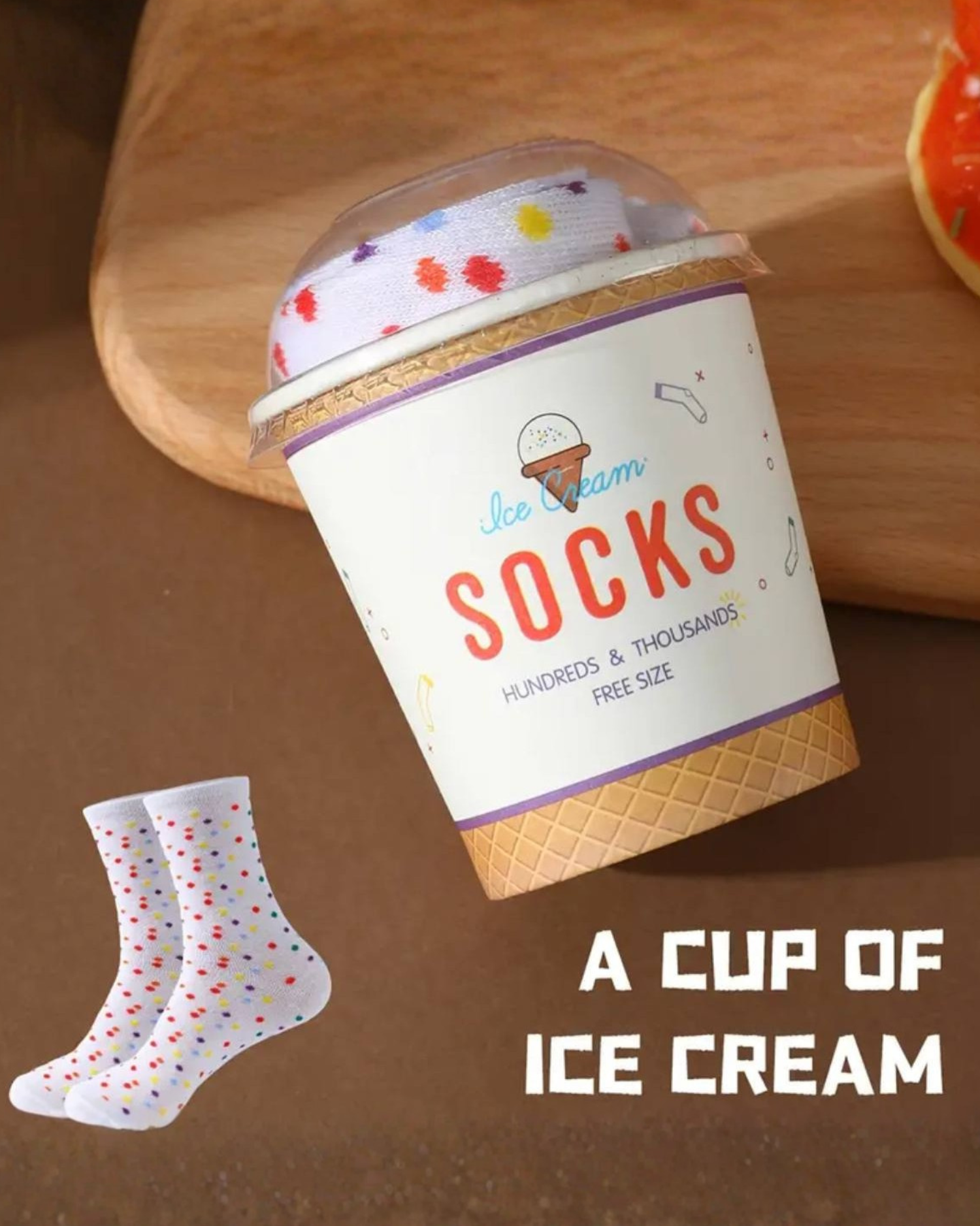 
Ice Cream Pattern Mid-calf Crew Socks