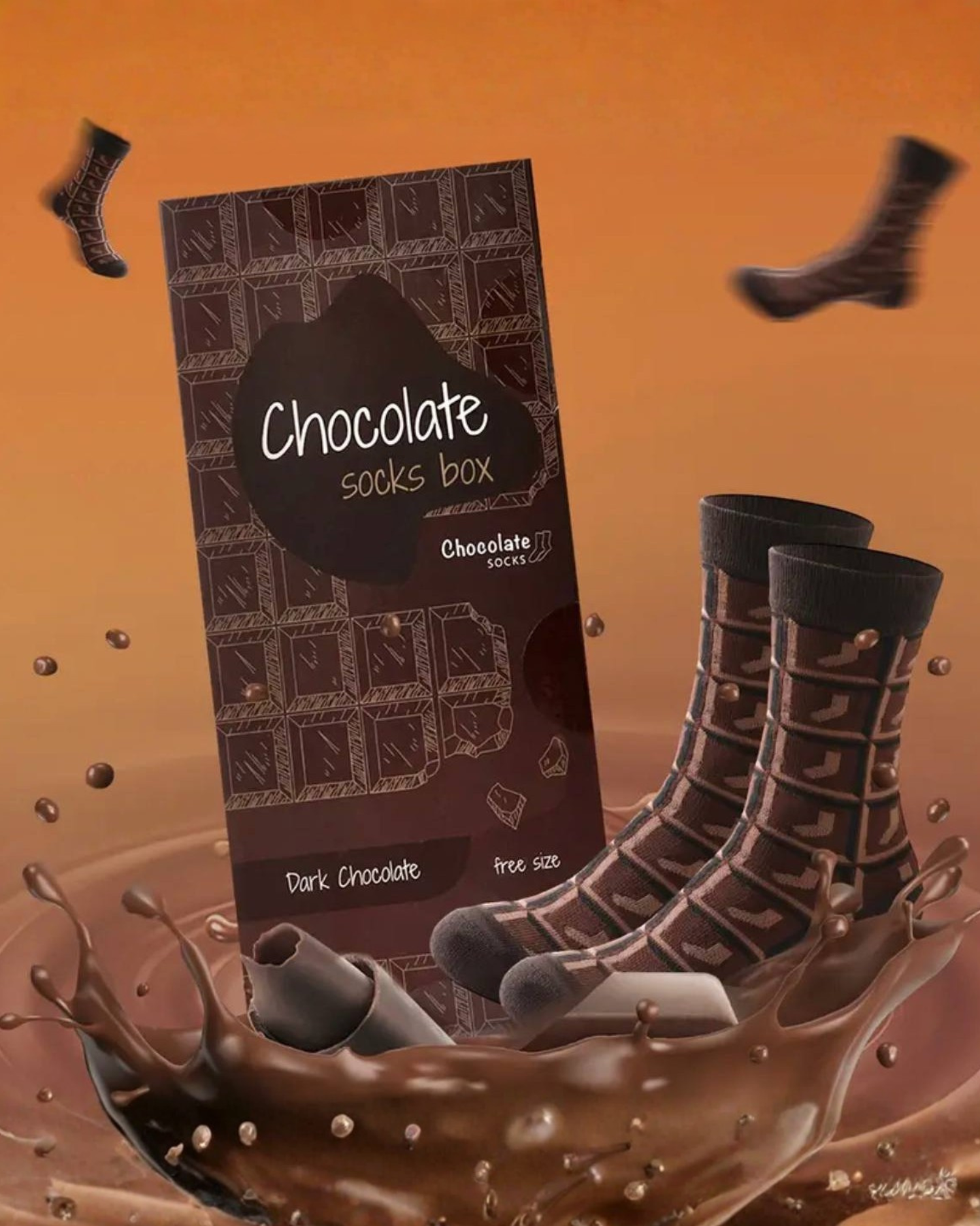 
Chocolate Pattern Crew Socks